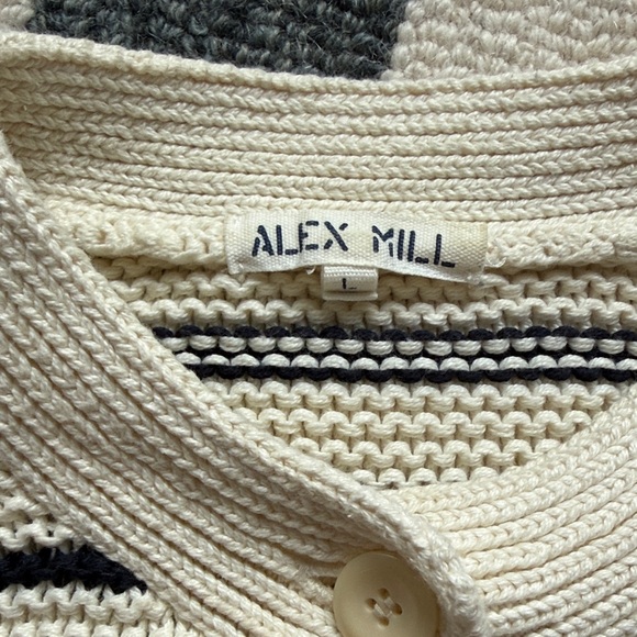 Alex Mill Cream Cardigan with navy Stripes - Picture 2 of 5
